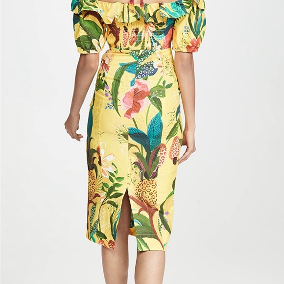 FARM Rio Golden Jungle Linen Midi Dress sz Small - Picture 2 of 16